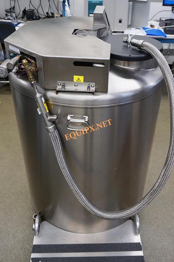 Used MVE HECO 815P-190AF-BB-TS Cryofreezer with -190C sample storage and vacuum jacketed transfer hose