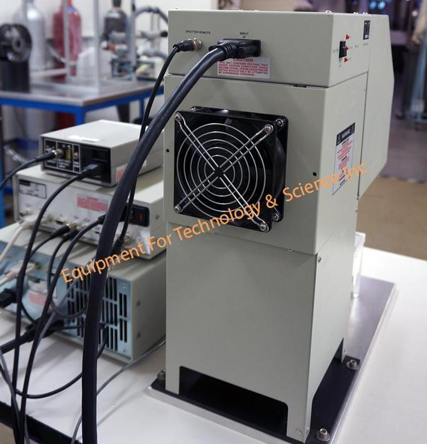 Used Newport 91160 solar simulator with power supply, exposure controller, AM 1.5:G:A filter, and shutter controller