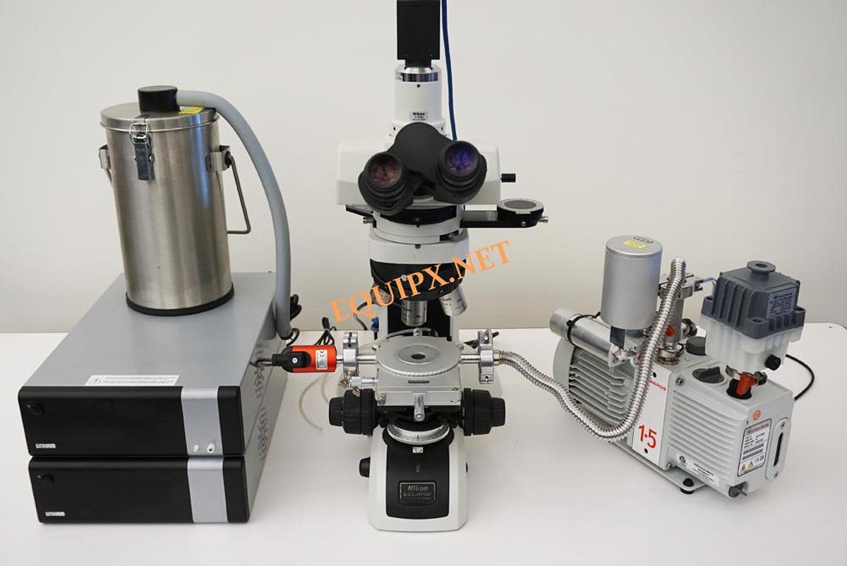 Used Nikon LV100N POL Polarizing microscope with Linkam FDCS196 Freeze drying vacuum stage and FLIR 3mp camera