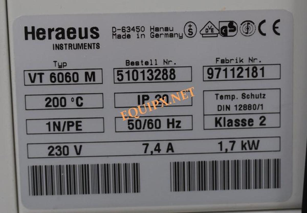Used Heraeus VT 6060M Vacuum Oven, max 200C (392F)