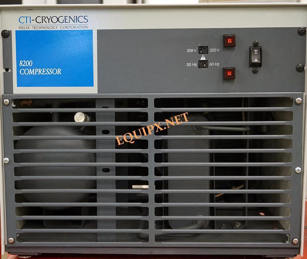 Used Brooks CTI Cryo-Torr Cryopump 8200 Helium Compressor, Single Phase, Water Cooled, 208/230V. PN: 8032550G002