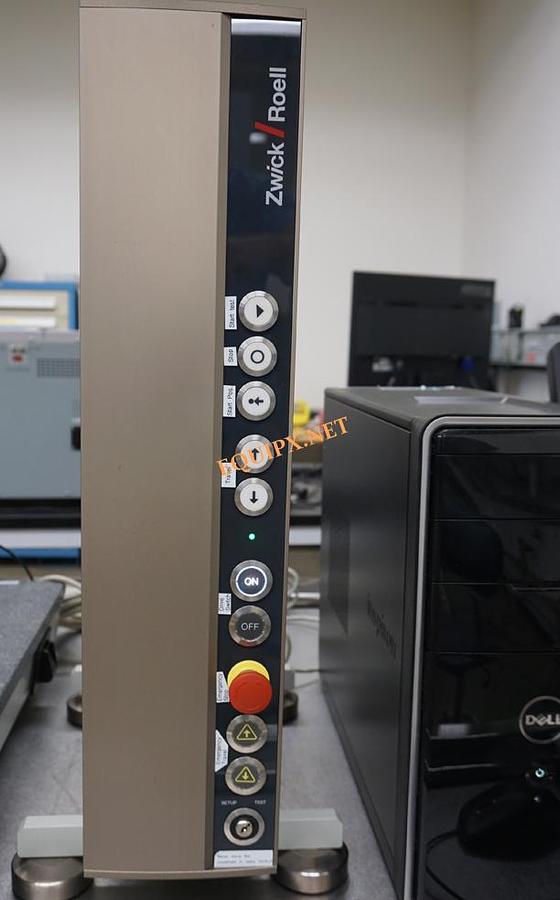 Used Zwick-Roell model Z5.0 Type TH tensile testing machine  5kN capacity (1200 lbs) with PC, software, pair 1KN pneumatic vise action grips