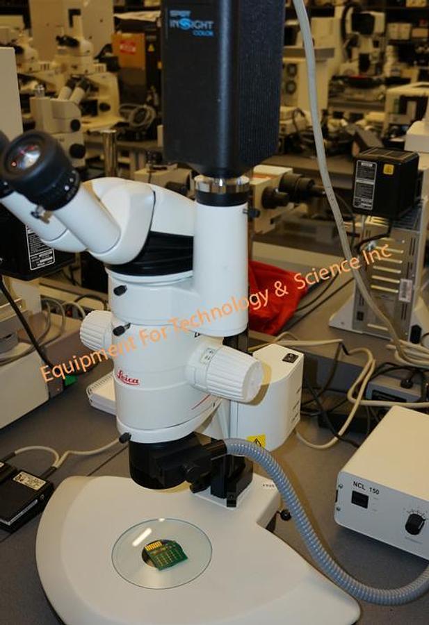 Used Leica MZ9.5 stereo microscope with motorized focus, camera port, ergohead