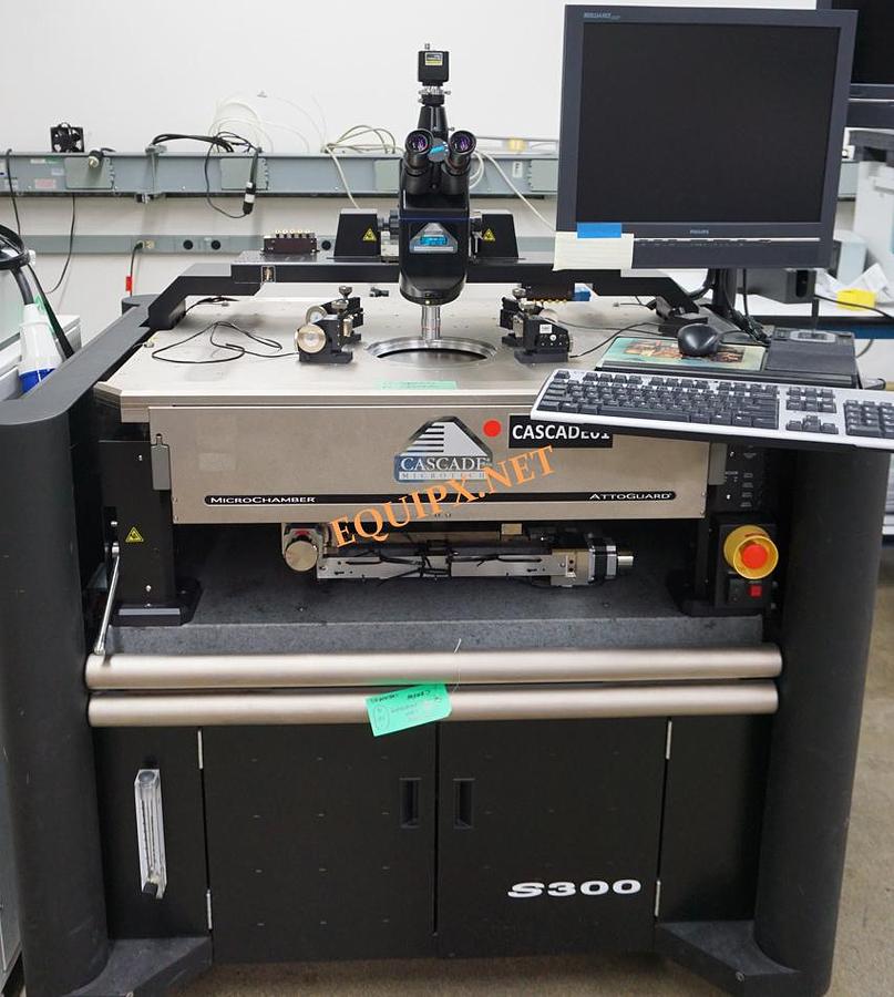 Used Cascade S300 Semiautomatic prober with Mitutoyo microscope and Temptronic 300mm temperature controlled wafer chuck with Attoguard