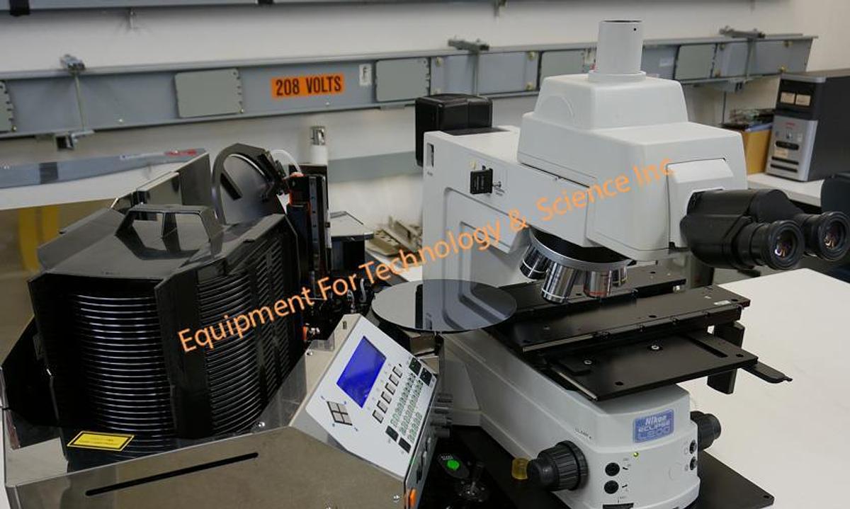 Used Nikon 200mm wafer inspection station with NWL200-TMB (2012) wafer loader and Eclipse L200 microscope