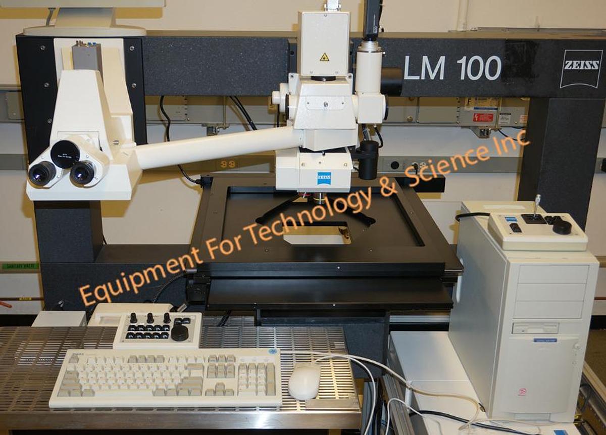 Used Zeiss LM100 Inspection Microscope for wafers up to 450mm or flat panels up to 548mmx548mm with motorized stage, brightfield, darkfield, and Nomarski inspection
