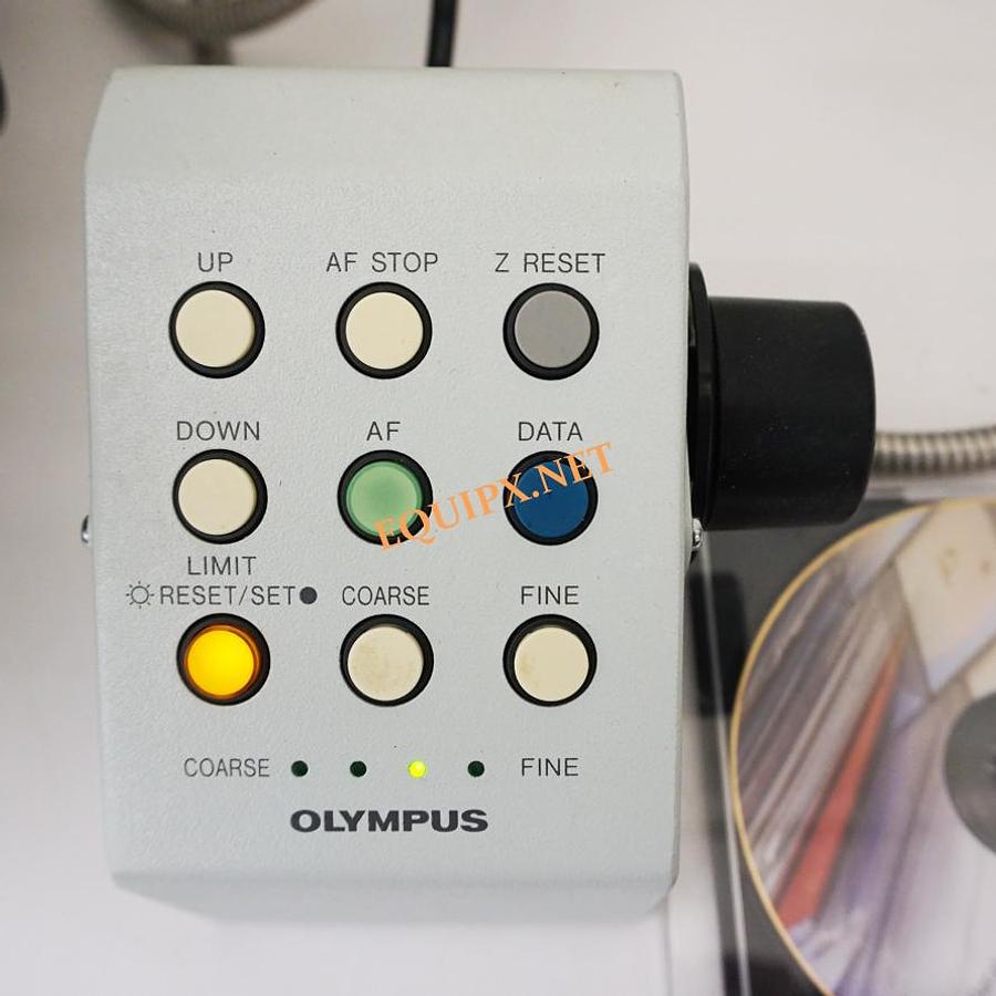 Used Olympus STM6-F21-3 3 axis motorized measuring microscope with 0.1um readout