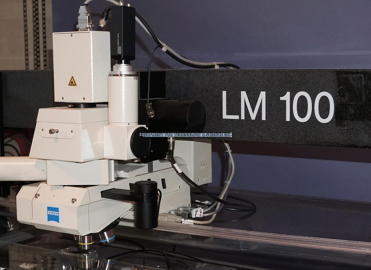 Used Zeiss LM100 Inspection Microscope for wafers up to 450mm or flat panels up to 548mmx548mm with motorized stage, brightfield, darkfield, and Nomarski inspection