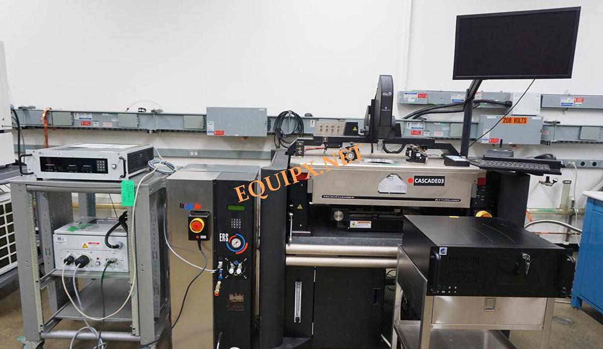 Used Cascade Form Factor Elite 300 Semiautomatic prober with ERS 300mm temperature controlled wafer chuck and eVue digital microscope, and Nucleus software