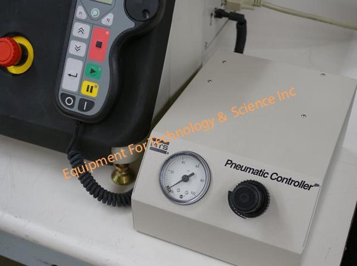 Used MTS Systems Corp Alliance RT/5 1120lbf (5KN) Testing Machine with 3 load cells, Testworks 4 software, and 2kN pneumatic grips