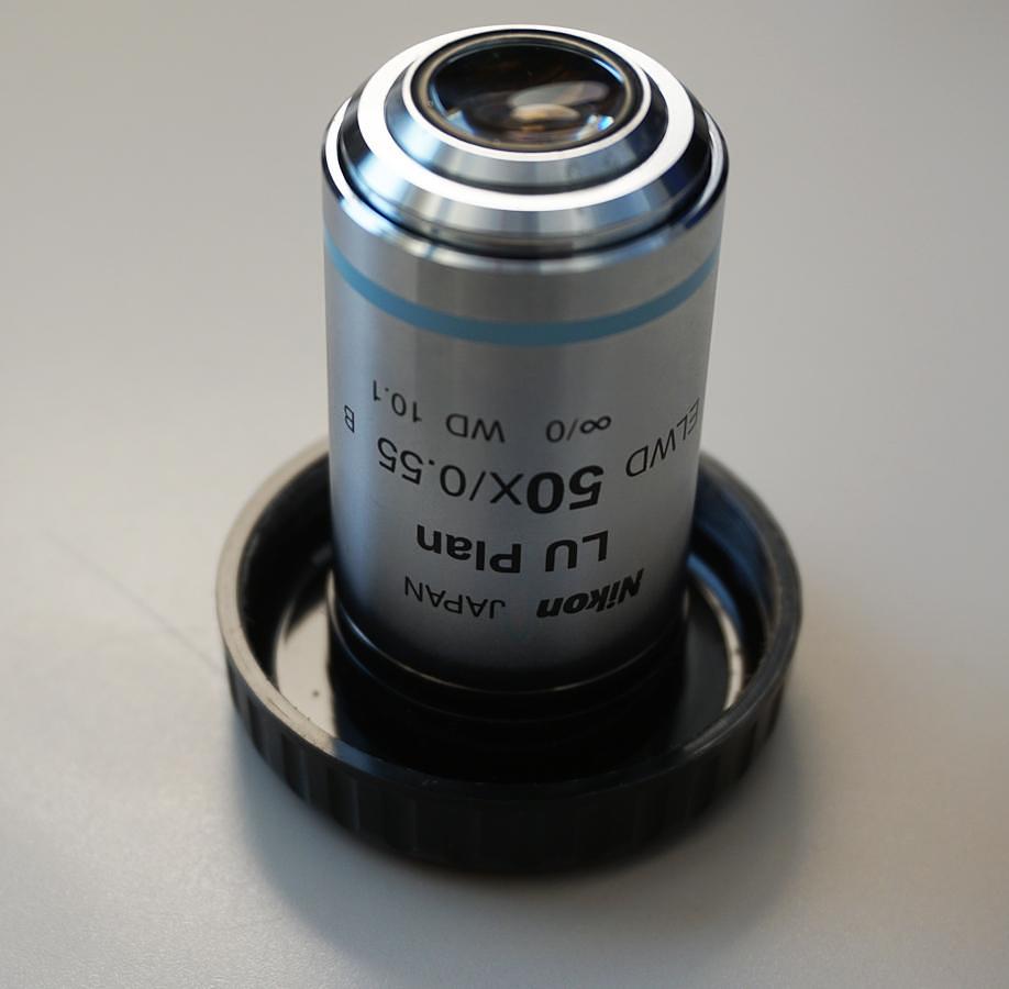 Used Nikon LU PLAN 50X/0.55 ELWD WD 10.1mm Brightfield objective