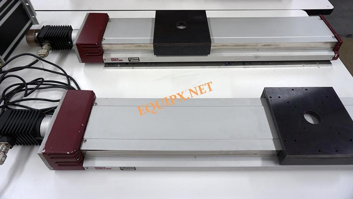 Used Klinger TCB200-600 two single axis linear stages with 600mm(24in) travel and 4 axis controller