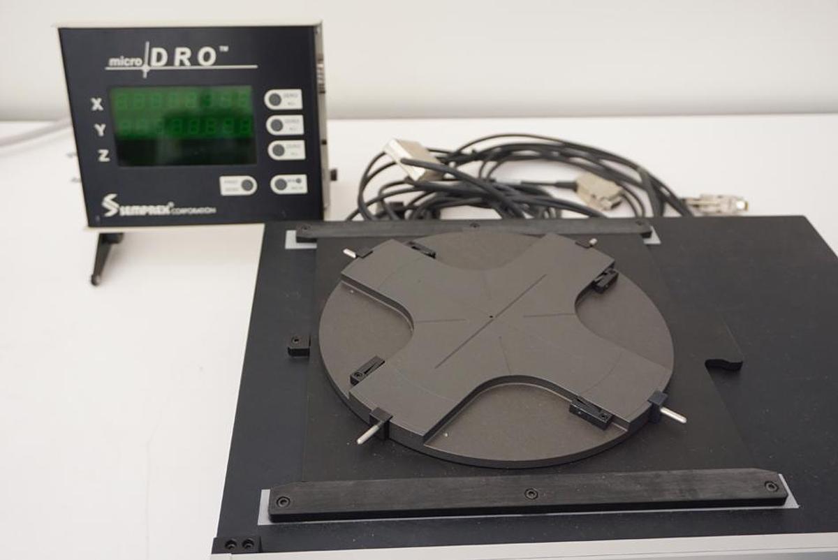 Refurbished Semprex 12-8802.20 K88 manual measuring stage with linear encoders, 8x8 XY travel and rotating wafer paddle