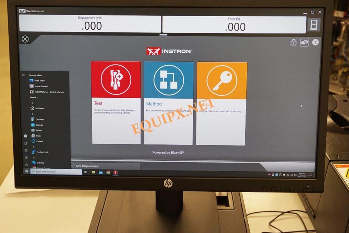 Used Instron 5942 (112lbf) testing machine with Bluehill Universal software upgrade, license, and 1 load cell