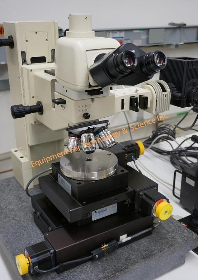 Used Inspection microscope with Nikon optics, granite base, motorized XY-Theta stage