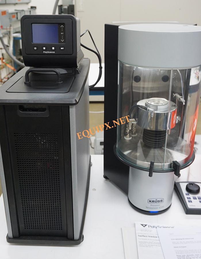 Used Kruss K100Mk2 tensiometer with PC, software, temperature circulator, and Metrohm 765 dosimeter