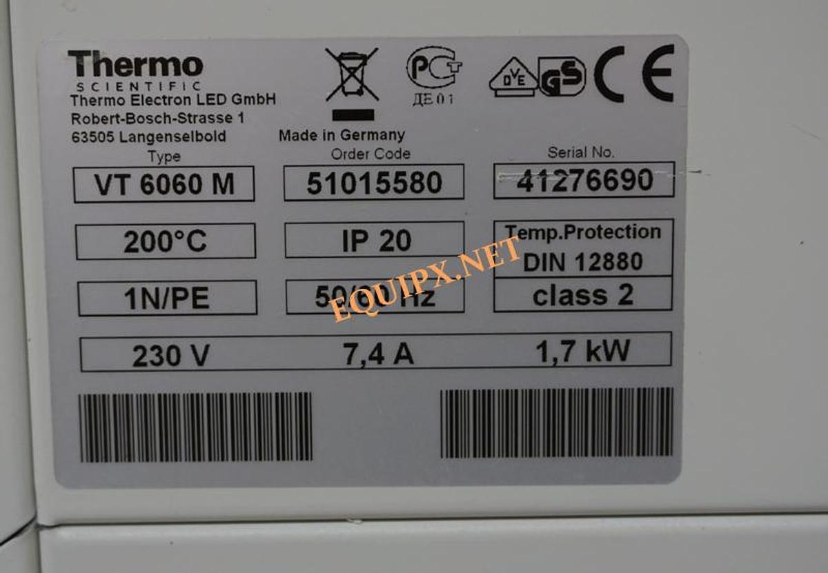 Used Thermo Fisher Heraeus VT 6060M vacuum oven, maximum temp 200C