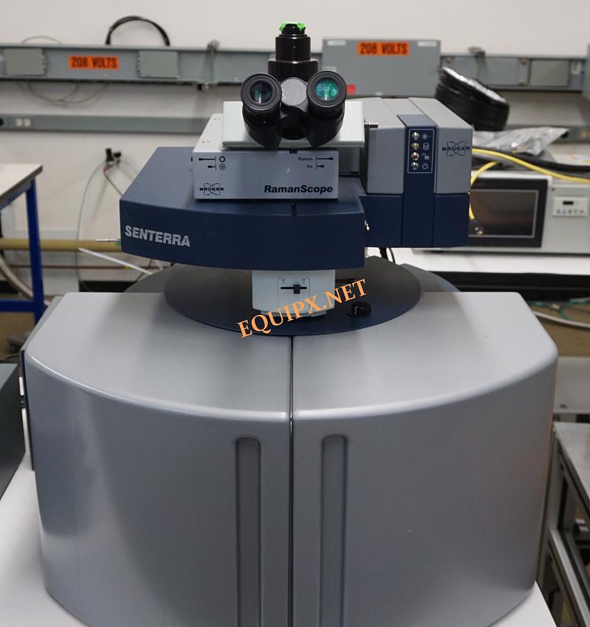 Used Bruker Senterra R200L RAMAN microscope with Olympus BX51 microscope and motorized XY stage