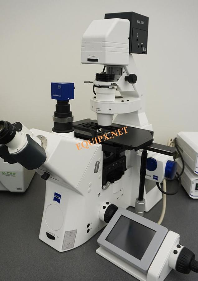 Used Zeiss  AXIO Observer.Z1 inverted flourescence microscope with Apotome Structured Illumination for near Confocal imaging