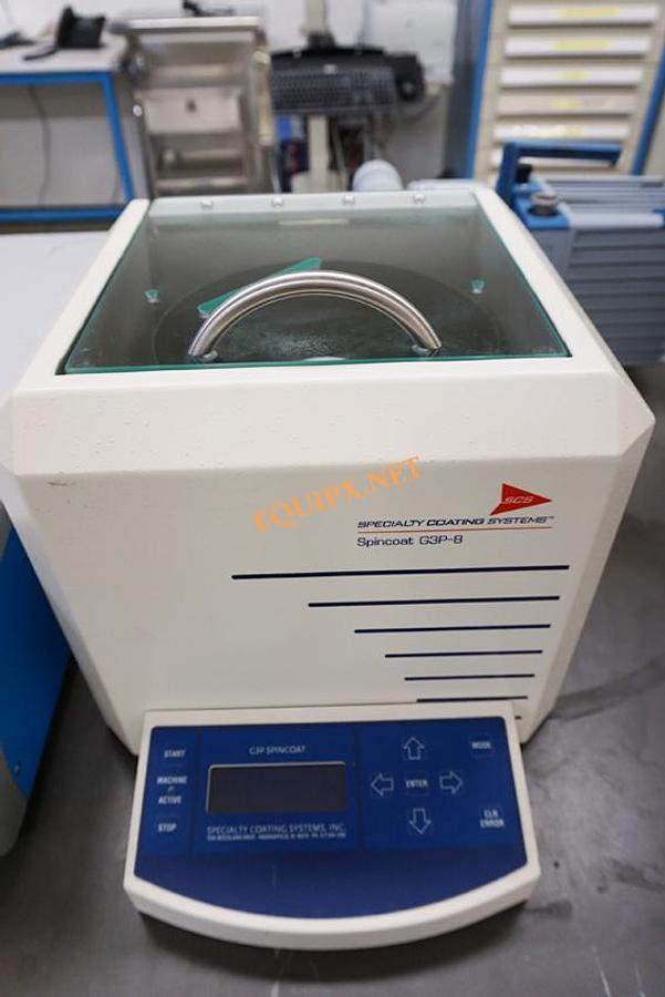 Used Specialty Coating Systems Spincoat G3P-8 photoresist coater with 8 inch diameter bowl