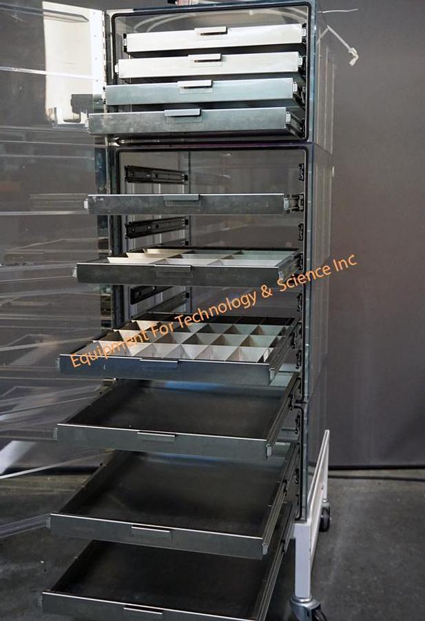 Used TDI 250SD static dissipative dessicator with 10 pull out stainless drawers