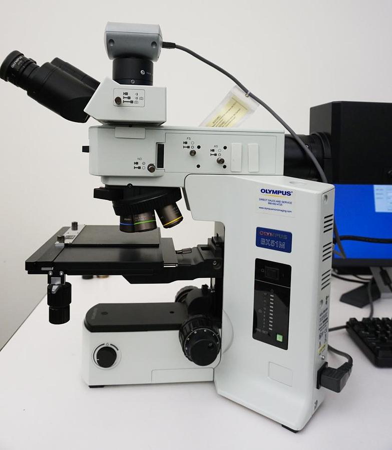 Refurbished Olympus BX51 inspection microscope with UIS 2 optical system, camera and PC