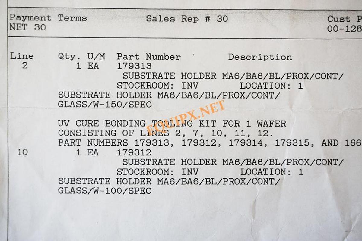 Used Suss Microtec UV Cure bond tooling for 100mm wafers- MA6-BA6