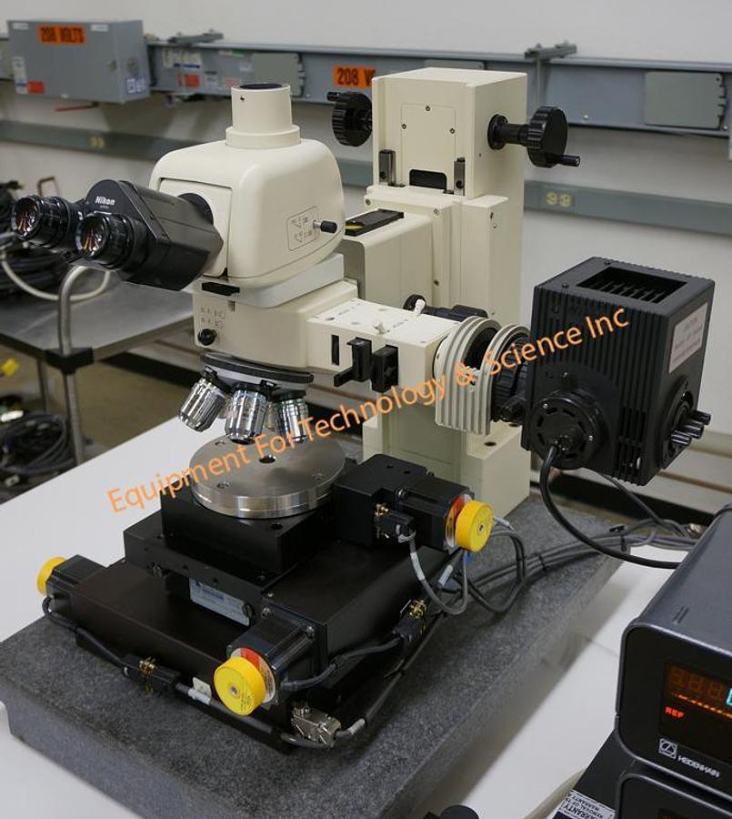 Used Inspection microscope with Nikon optics, granite base, motorized XY-Theta stage