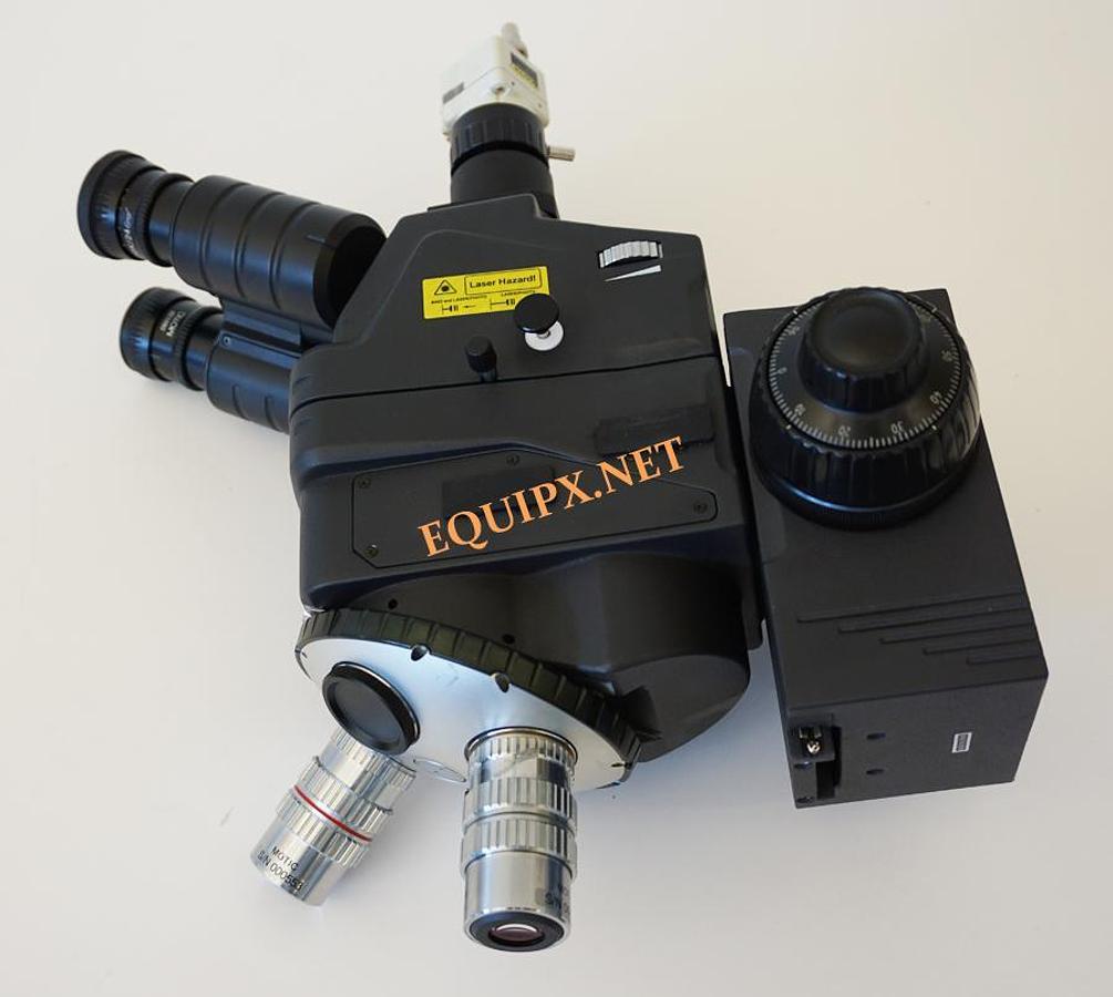 Used Motic PSM1000 probe station microscope with focus block, fiber optic illuminator,  and 2x/5x ELWD objectives