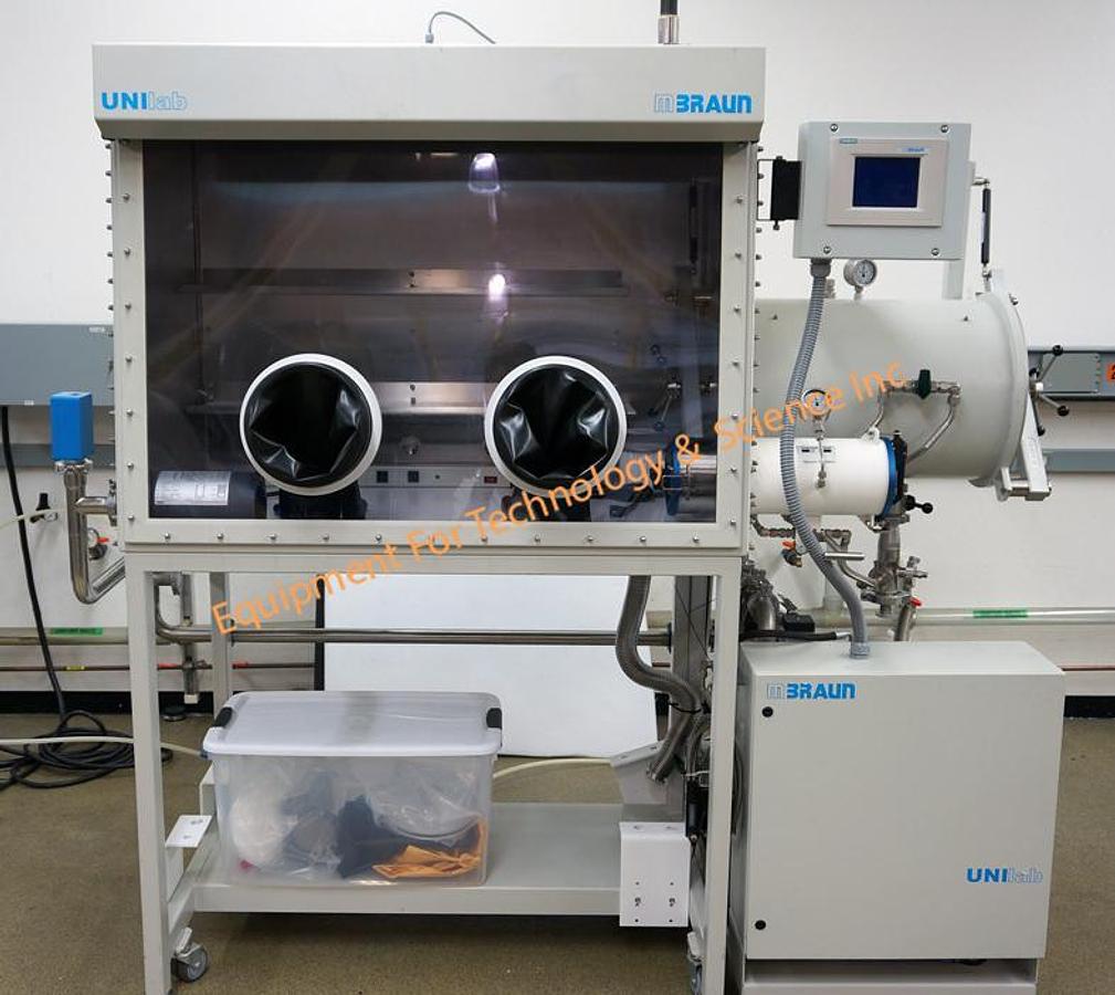Used Mbraun Unilab glovebox with gas purifier, moisture and oxygen monitor