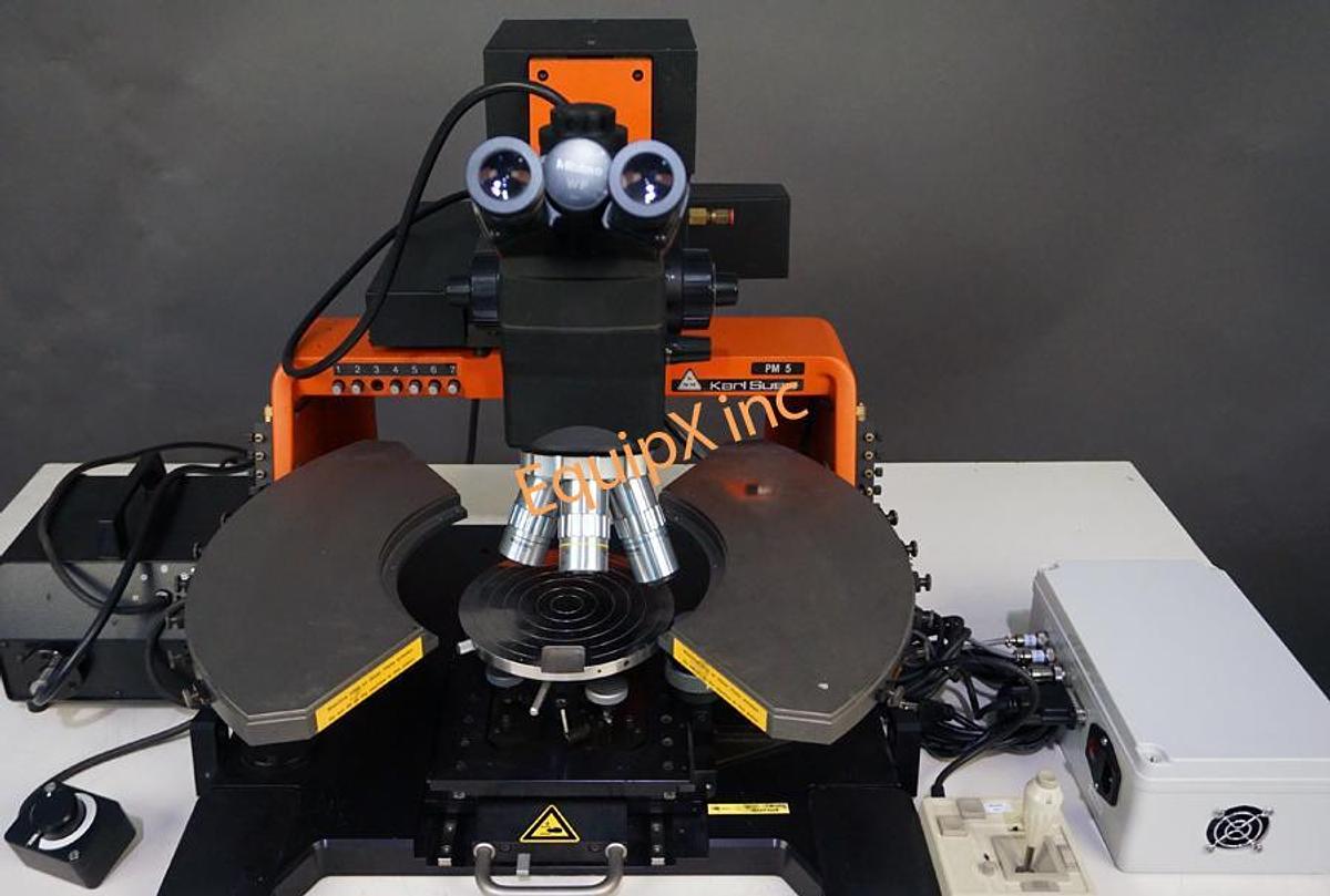Used Suss PM-5 manual prober with 6in vacuum chuck and Mitutoyo FS60 microscope with motorized XY
