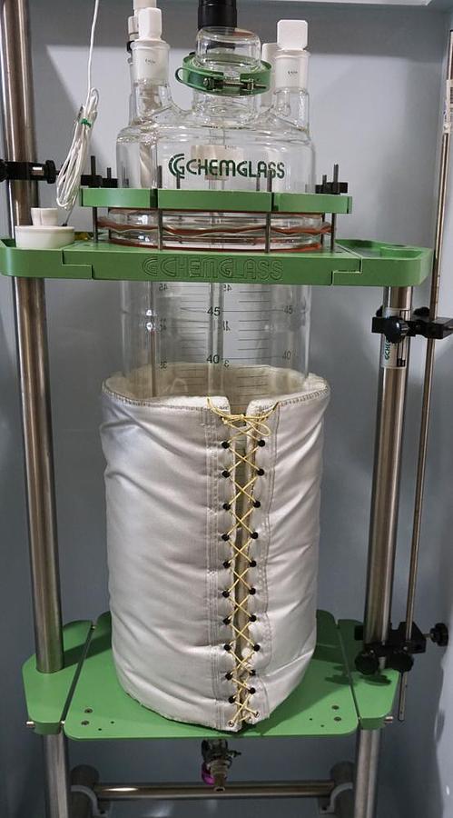 Used Chemglass 50 liter unjacketed reactor with stirring motor