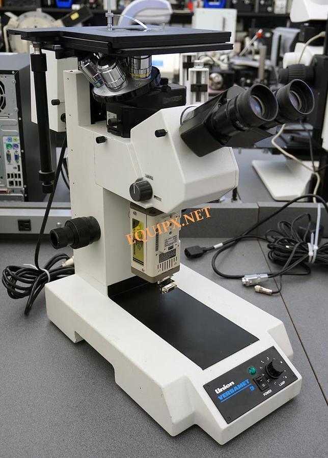 Used Union Versamet 3 inverted metallurgical microscope with brightfield, dark field, DIC