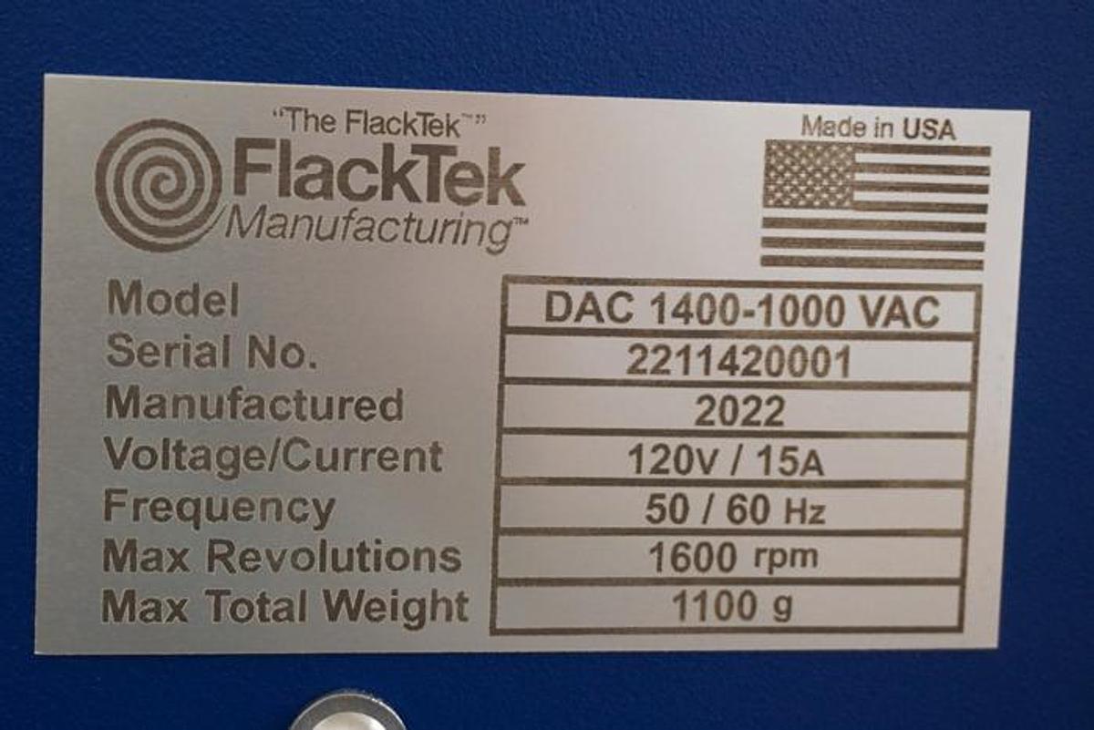 Used 2022 Flacktek DAC1400-1000 VAC Speedmixer