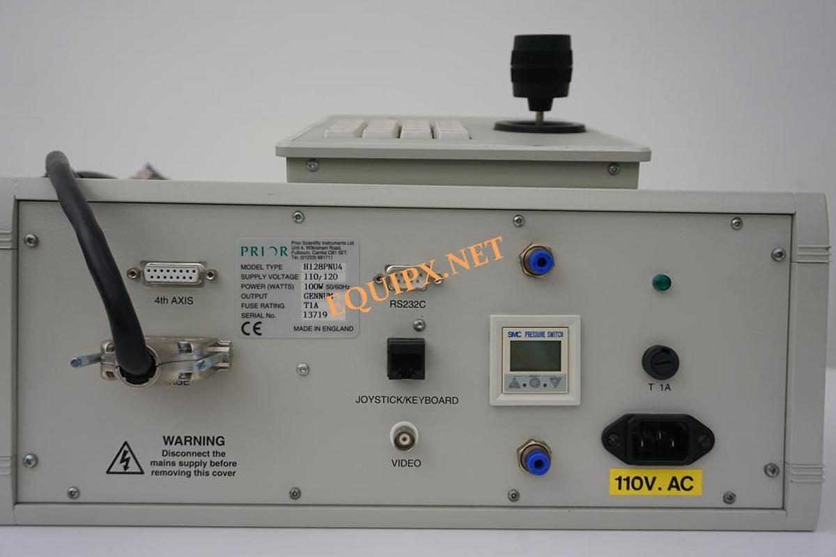 Used Prior Scientific HR05/5 motorized shuttle stage with 6x6 XY travel for Nikon wafer loaders