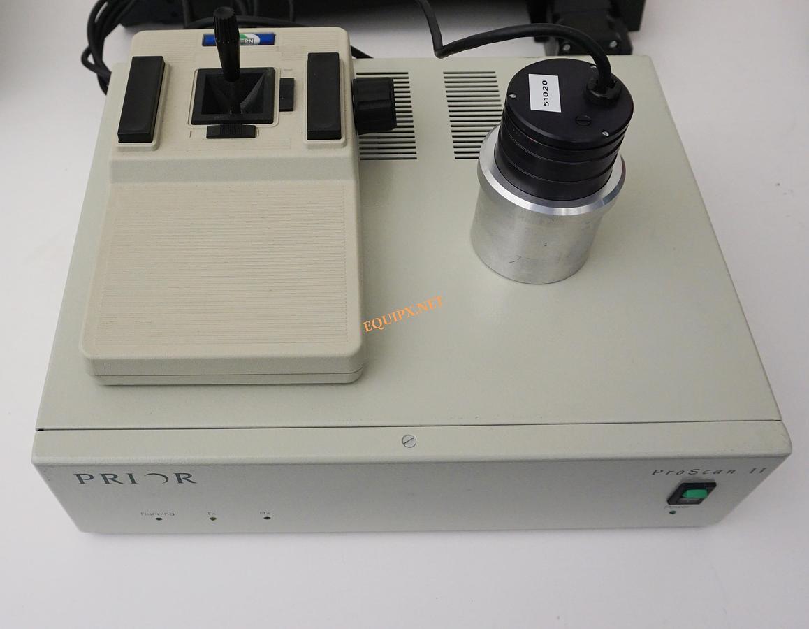 Used Prior Scientific H105/2U motorized 6x6 XY stage with PROSCAN II controller and focus drive