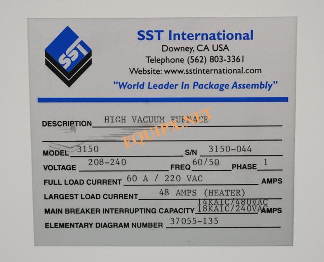 Used Palomar Technologies SST International 3150 High Vacuum Furnace (2012) with Cryogenic pump