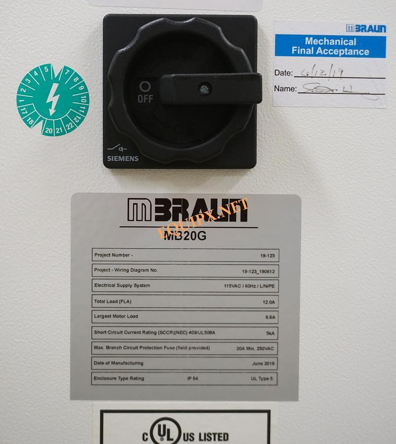 Used mbraun MB20G Inert Gas purifier with single reactor column (2019)