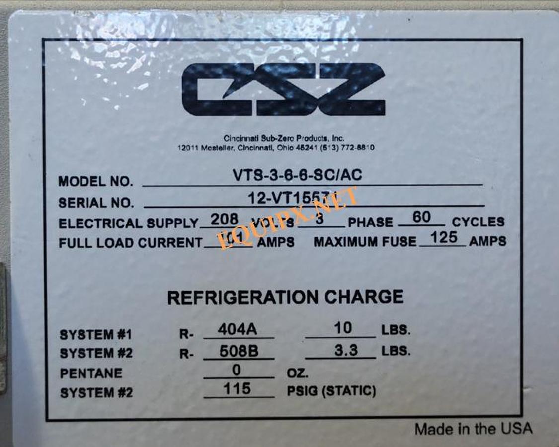 Used Cincinnati Sub Zero VTS-3-6-6-SC/AC Vertical Thermal Shock chamber- 3 cu ft capacity Air Cooled (2013)