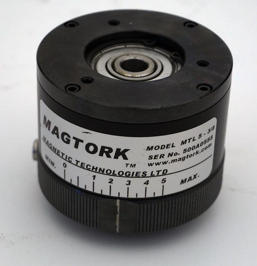 Used Magtork magnetic clutch with range of 0.18-5.0 lb-in