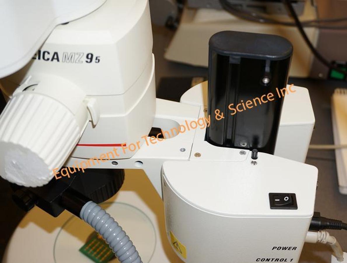 Used Leica MZ9.5 stereo microscope with motorized focus, camera port, ergohead