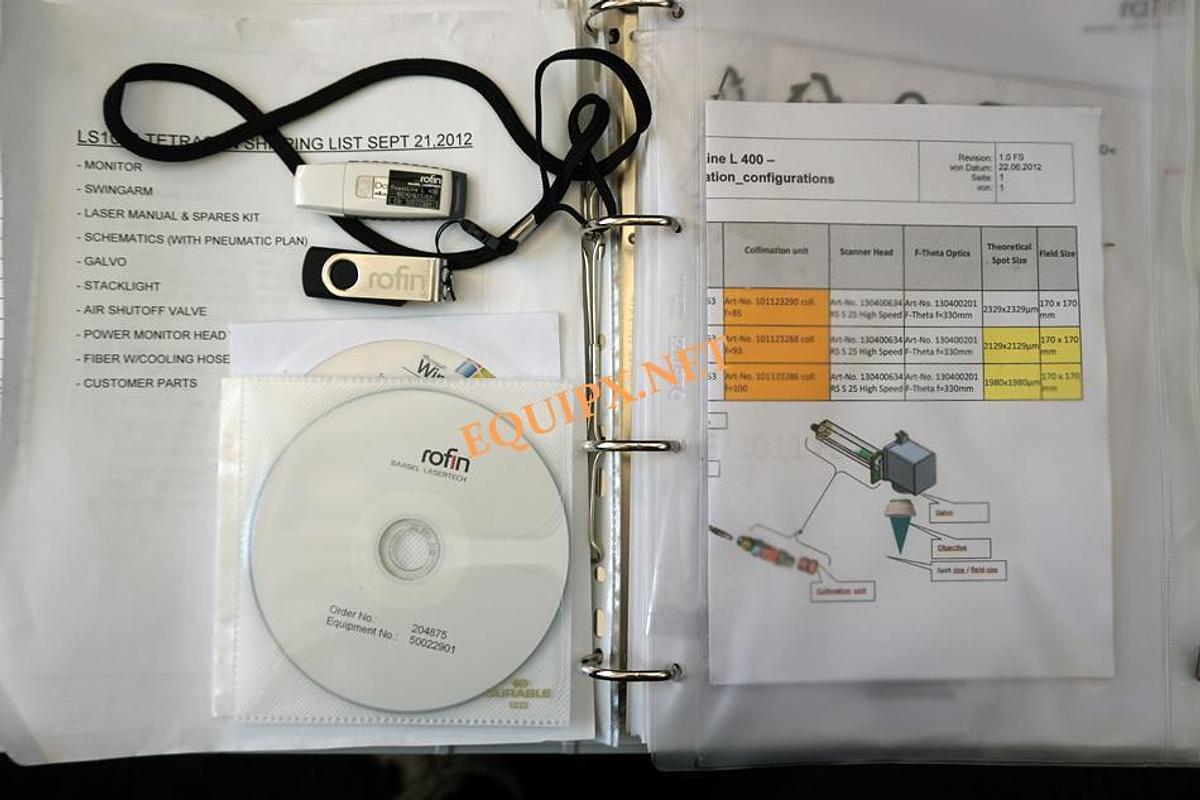 Used Coherent Rofin Powerline L400 laser  400w @1064nm Nd:YAG laser (Sep 2012) with LS-1040 workstation