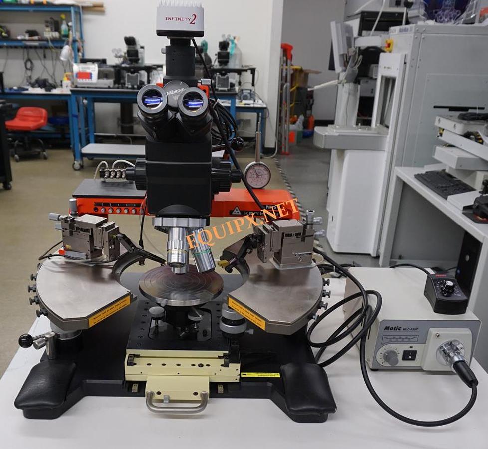 Used SUSS PM5 manual prober with Mitutoyo FS60 microscope and (2) PH500 micropositioners, 150mm vacuum chuck