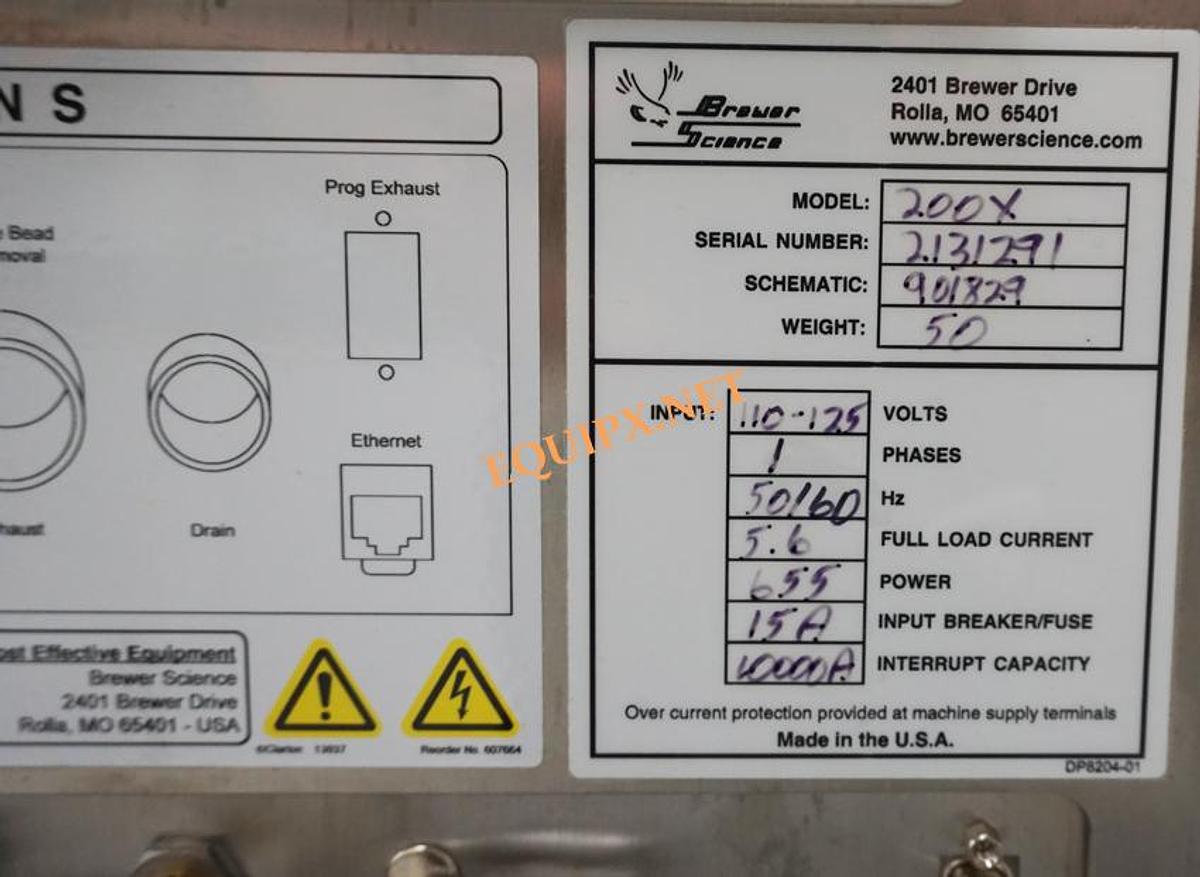 Used CEE Brewer Science Spin Coater model 200x for wafers up to 200mm (8")
