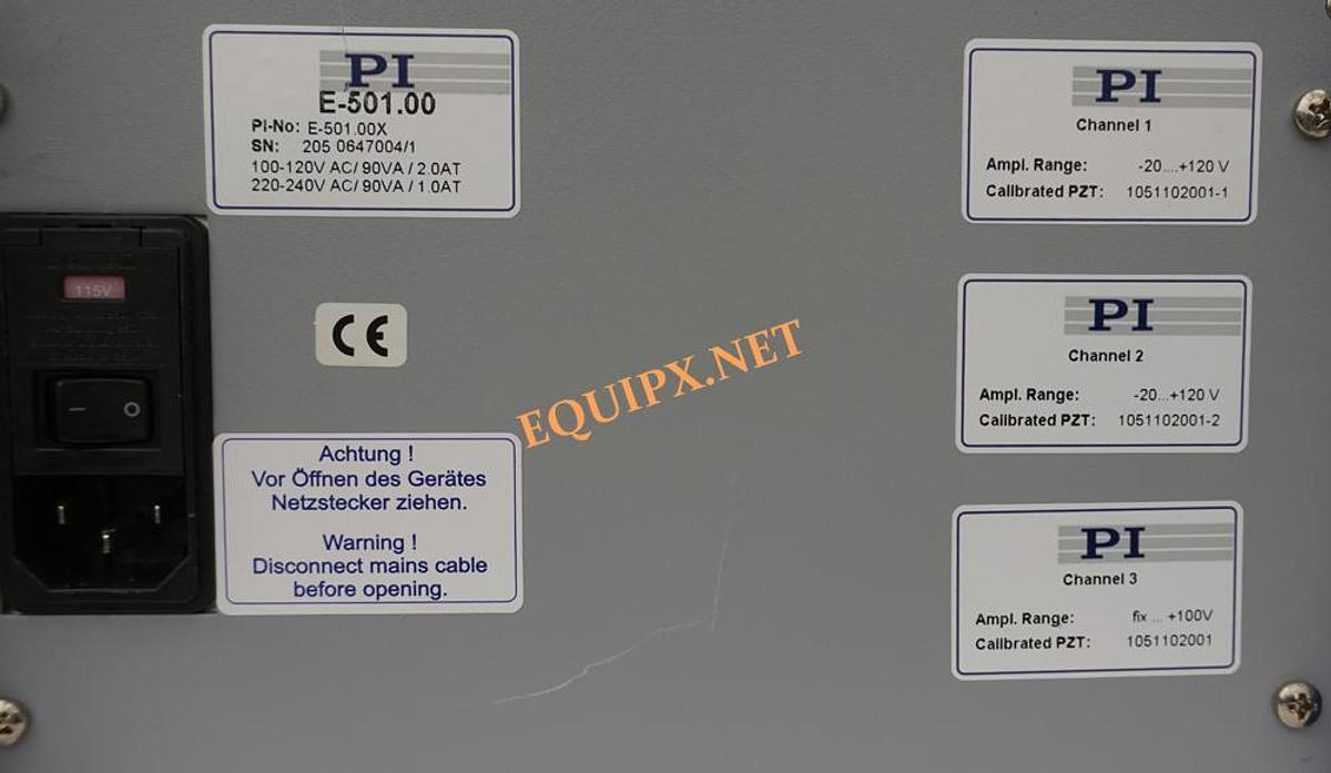 Used PI Physik E501.00X 3 channel LVPZT amplifier with 3 Ch PZT servo controller and display-interface