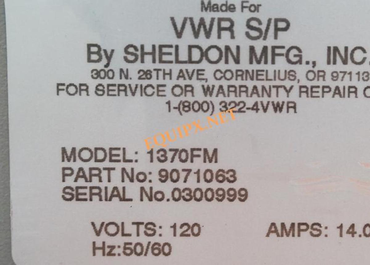 Used VWR 1370FM forced air oven max 200C