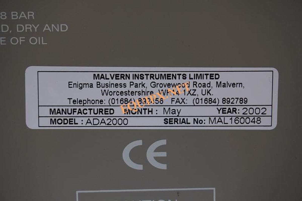 Used Malvern Mastersizer 2000 with Scirocco dry powder feeder (2002)