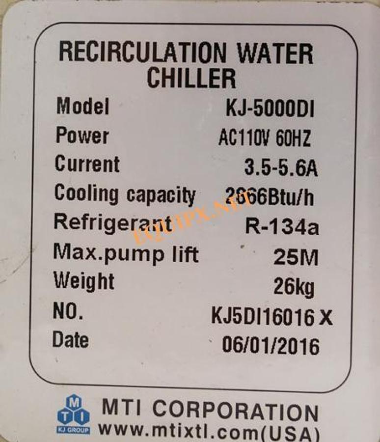 Used MTI KJ5000 Recirculating water chiller 5-35C
