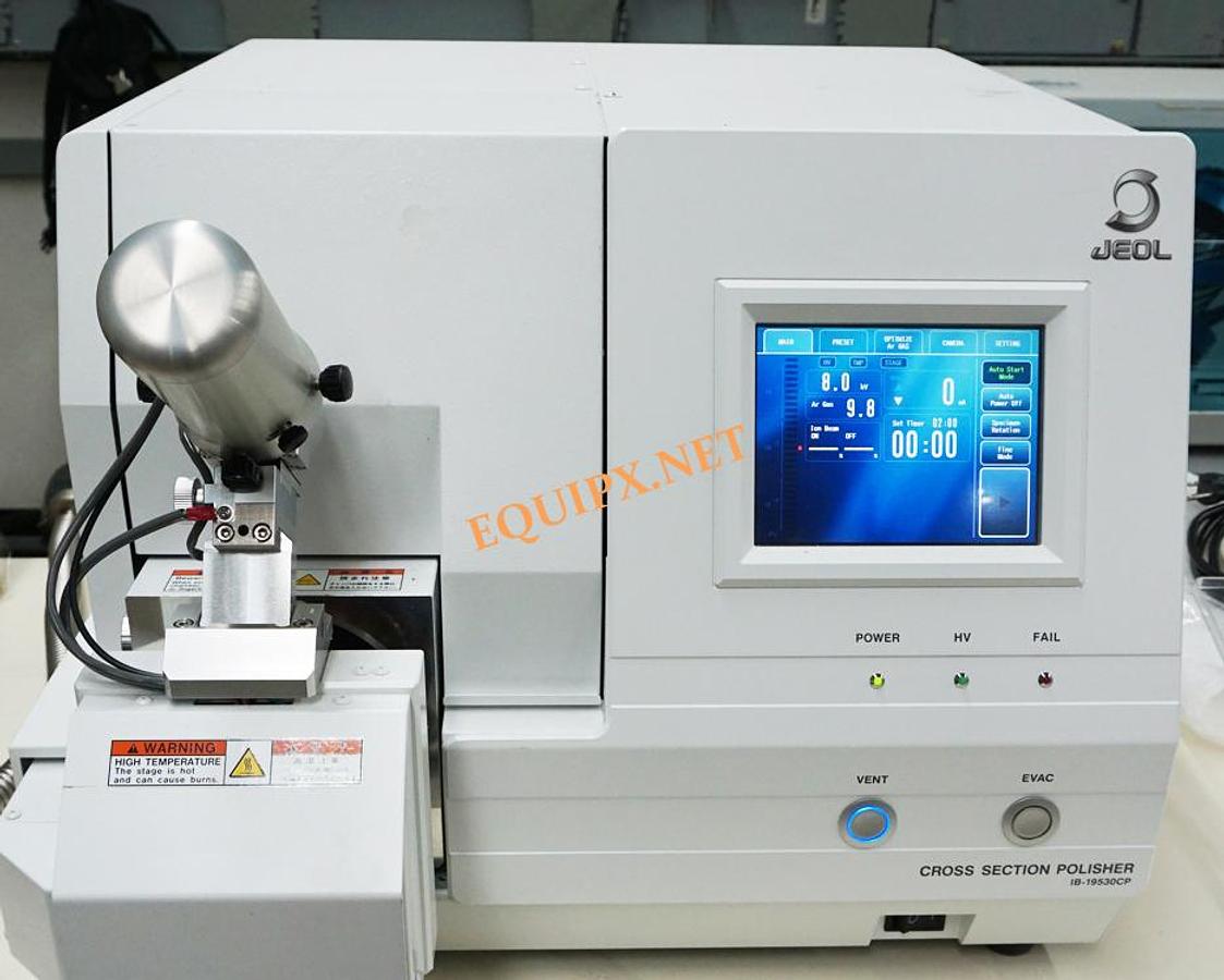 Used JEOL IB-19530CP ion polishing tool for SEM samples- on site time rental only in failure analysis lab lab