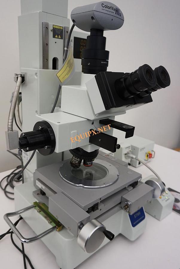 Used Olympus STM6-F21-3 3 axis motorized measuring microscope with 0.1um readout